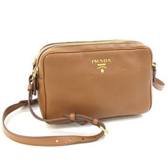Prada Shoulder Bag Brown Leather Crossbody Camera - Picture 1 of 8